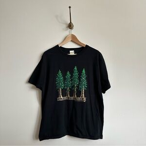 Anvil Black Tee with Green Tree Design